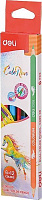 Карандаши цветные Color Run EС00500 6 шт. 12 цветов двухсторонние Deli