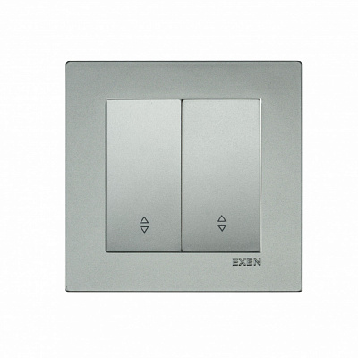 Выключатель проходной двухклавишный EXEN Karell без подсветки серебро 290-001002-211