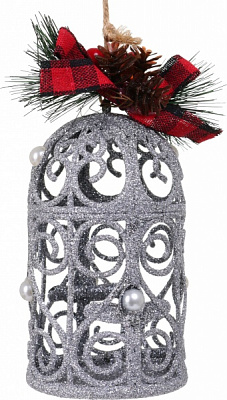 Декоративная подвеска Скворечник с декором 13x7x7 см E2268S серебро