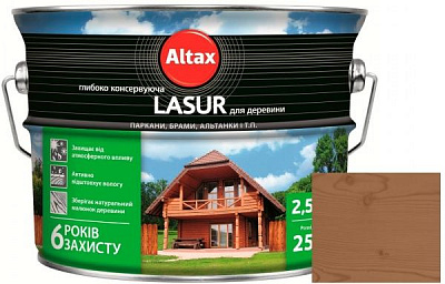 Лазурь глубоко консервирующая Altax Lasur для древесины каштан полумат 2,5 л