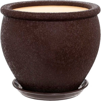 Горщик керамічний Оріана-Запоріжкераміка В'єтнам №2 шовк круглий 10,5л темний шоколад (011-2-100)