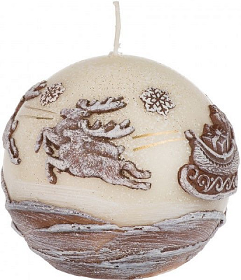 Свічка Новорічні олені куля 10 см Bartek Candles