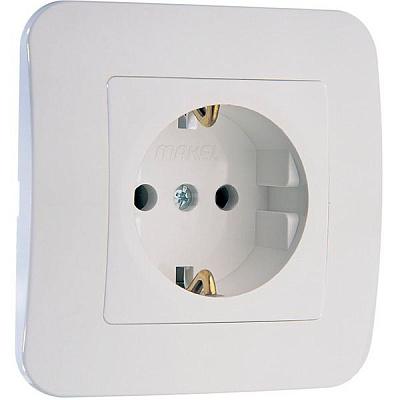 Розетка із заземленням Makel Lillium Natural білий 55028