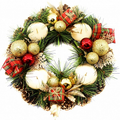 Подсвечник на 4 свечи с шишками та шариками 30 см Meizhou Huafu Trading