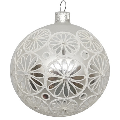 Куля новорічна 80 мм срібний 8686-1