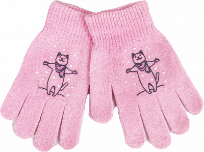 Рукавички YO! RED-0119G-AA5A р.16 рожевий