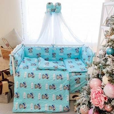 Комплект постельного белья Україна Мишки морячки голубой 