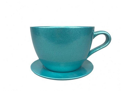 Горщик керамічний Чашка з підставкою круглий 1 л бірюзовий