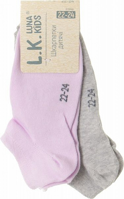 Комплект носковдля девочек Luna Kids коротких р.22–24 лиловый светло-серый 