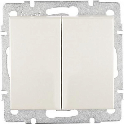 Выключатель двухклавишный Lezard Rain без подсветки 250В жемчужно-белый 703-3088-101