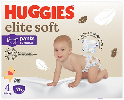 Подгузники-трусики Huggies Elite Soft 4 9-14 кг 76 шт.