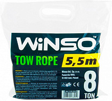 Трос буксировочный WINSO 5 м 8 т с металлическими крючками полиэтиленовая сумка (10 шт/уп) 138050 зеленый