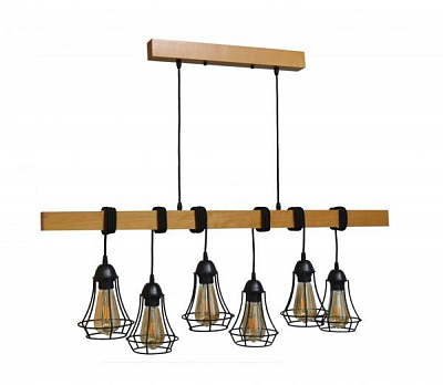 Підвіс Геотон Крона 0529-6 6x60 Вт E27 дерево світле 48758