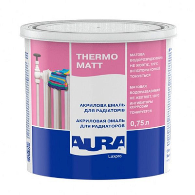 Эмаль акриловая Aura® Luxpro Thermo Matt для радиаторов Белый (База А) мат 0,45л 0,45кг