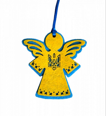 Декор Аплі-Краплі патріотичний підвіс з фетру Янгол 2 мм 8х7,5 см