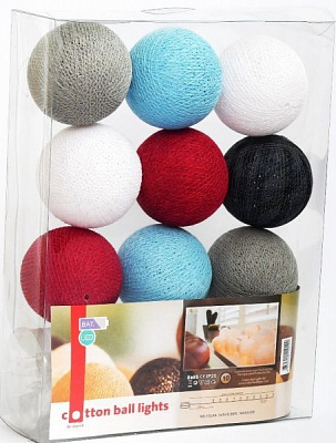 Електрогірлянда Котонові кульки blue mix світлодіодна (LED) 10 ламп