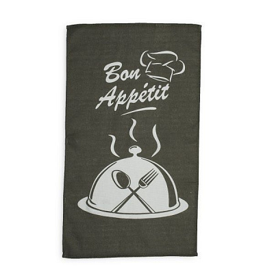 Полотенце кухонное Приятного тебе аппетита 35x61 см серый с белым 