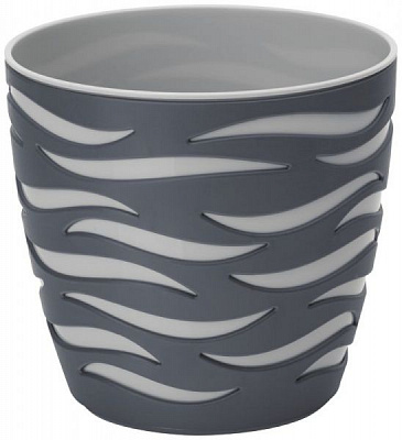 Горшок пластиковый Form Plastic Сахара-Дуо-14 круглый 1,65л серый антрацит (4400-014+040W) 