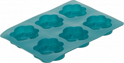 Форма для кексов Magic Ring Лапки, 18.5х14х1.7 см 6 шт бирюза Flamberg Smart Kitchen