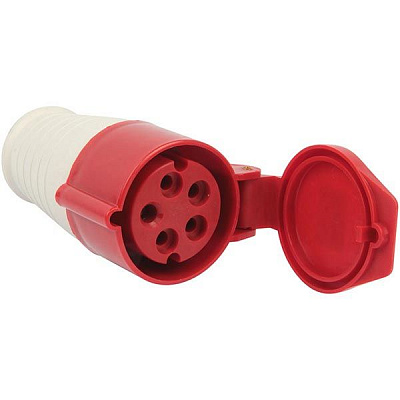 Розетка силовая с заземлением  TAREL (e.socket.pro.5.16) 3p+N+PE (215) красный p012018