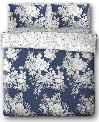 Комплект постельного белья Momentary семейный сине-белый Ibodo 