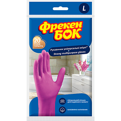 Перчатки латексные Фрекен Бок суперкрепкие р.L 1 пар/уп. фиолетовые 