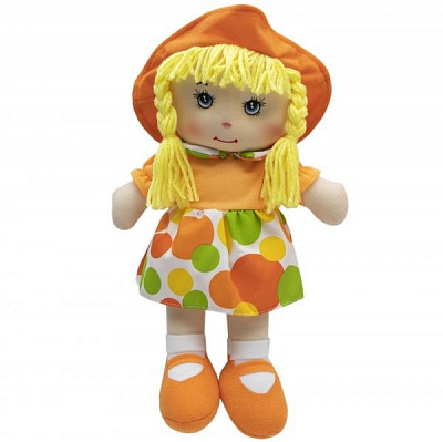 Лялька Девілон 860906 м'яконабивна з вишитим обличчям 36 см помаранчева