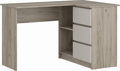 Стол письменный угловой Грейд Николас 766х1244х848 мм дуб крафт серый/кашемир/дуб крафт серый
