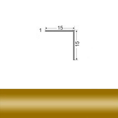 Профиль алюминиевый универсальный для плитки ТІS 15x15x2700 золото