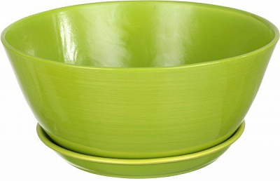 Горщик Оріана-Запоріжкераміка Бонсайниця Нова глянець круглий 5,5л салатовий із золотим (016-1-027)