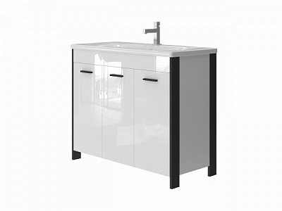 Тумба підлогова ЮВЕНТА Brooklyn - 100 чорний з умивальником Soft-100