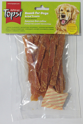 Лакомство Topsi Мягкие полоски вяленого куриного филе 100 г