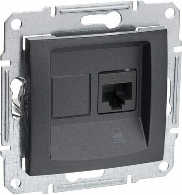 Розетка компьютерная Schneider Electric Sedna RJ45 CAT5e графит SDN4300170