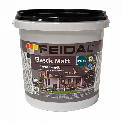 Краска резиновая водоэмульсионная Feidal Elastic Matt Ral 6005 мат зеленый 1,2кг