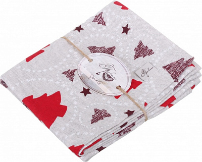 Доріжка на стіл Christmas tree 40x140 см бежево-червоний Прованс