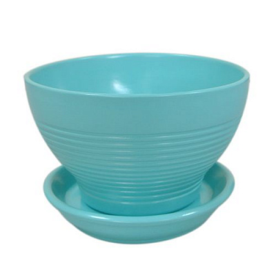 Горщик керамічний Оріана-Запоріжкераміка Бонсайниця різьблений круглий 1л бірюзовий