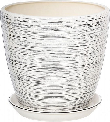 Горщик керамічний Оріана-Запоріжкераміка Грація №1 глянець білий-чорний круглий 10л біло-чорний (056-1-067)