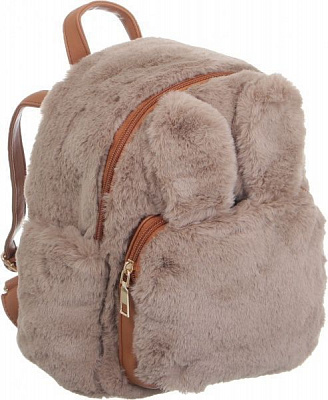 Рюкзак пухнастий Soft Touch вушка на магниті, кавовий