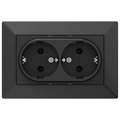 Розетка подвійна із заземленням HausMark Alta чорний