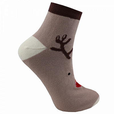 Шкарпетки махрові унісекс Premier Socks Новий рік Червоний Ніс р. 23-25 бежевий