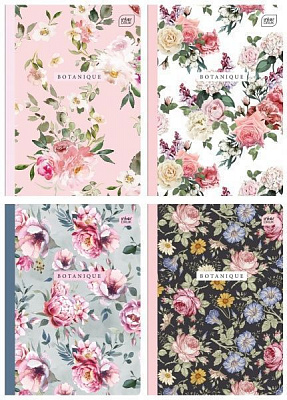 Тетрадь школьная А5 60 стр. клетка Botanique 2 в ассортименте InterDRUK