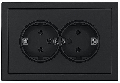 Розетка подвійна побутова із заземленням HausMark Juna чорний