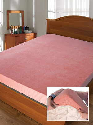 Простынь на резинке Дизайн 6 (махровое) 200x140 см персиковый Ярослав 