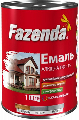 Эмаль Fazenda алкидная ПФ-115 белый глянец 0,9кг