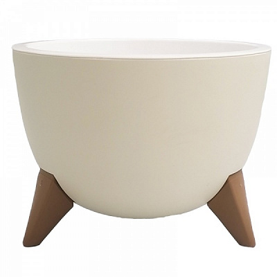 Горшок Serinova з дренажом на ножках UFO N1 круглый 2 л кремовый (ALY601 white) 