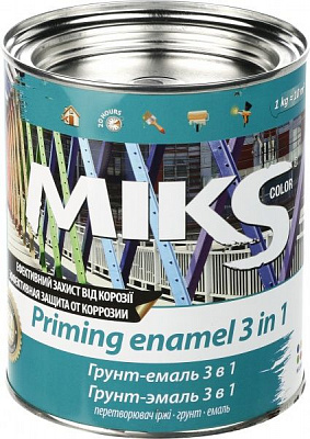 Грунт-эмаль MIKS Color 3 в 1 RAL 1023 желтый глянец 0,8кг