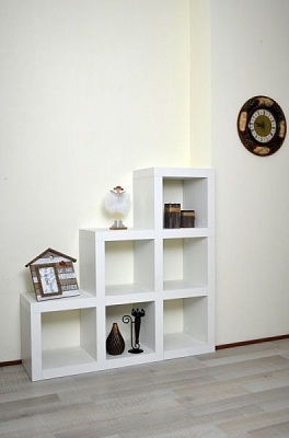 Стеллаж двухсторонний Inteo Модульная система 3х3 1070x1070x290 мм белый 