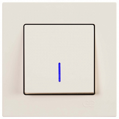 Вимикач одноклавішний Gunsan Eqona з підсвіткою крем 01 40 12 00 100 102