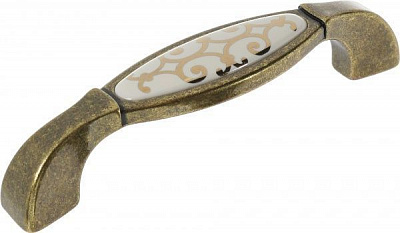 Меблева ручка D-307 G4/14M 96 мм антична бронза/білий DC 72601