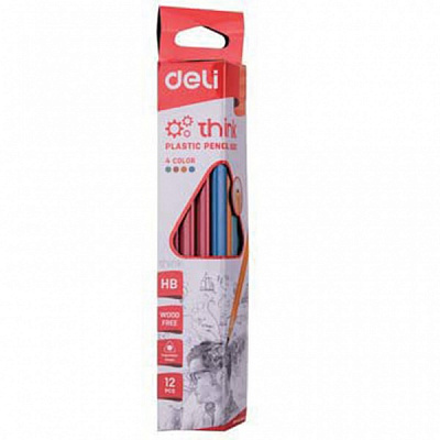 Карандаш чернографитный микс HB треугольный 12 шт. U50100-12 Deli